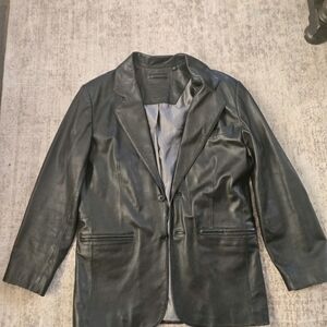 Roundtree and Yorke Leather Jacket Genuine Lambskin Lining Mens Size M Black
